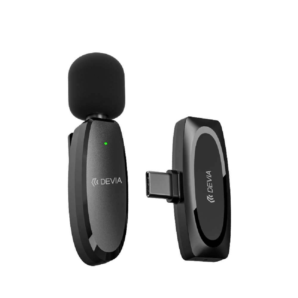 Devia mikrofon do telefonu Kintone USB-C bezprzewodowy krawatowy czarny